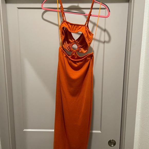 Rust Orange Cutout Midi Dress - Picture 4 of 6